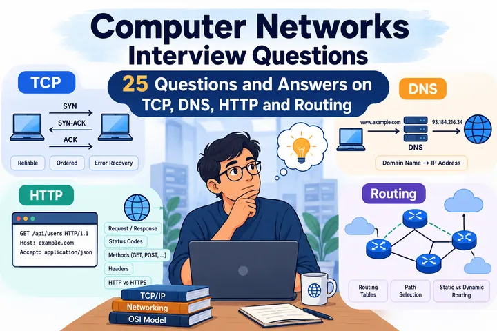 Computer Networks Interview Questions: 25 Questions and Answers on TCP, DNS, HTTP and Routing